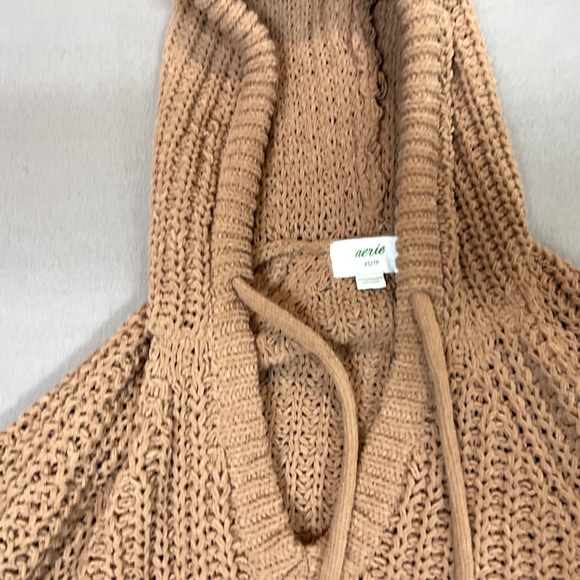 Aerie Sweater With Hood- V Neck Size XS/TP Woman's Soft Cozy Beige Oatmeal - Picture 6 of 13